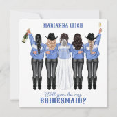 Junggesellinnenabschiede? Mädchen in Denim Invitat Einladung (Vorderseite)