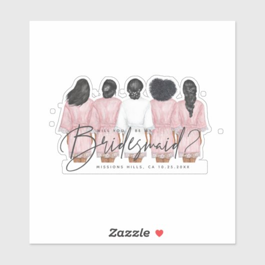 Junggesellinnenabschiede? Mädchen in Robes card Re Aufkleber (Blatt)