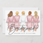 Junggesellinnenabschiede? Mädchen in Robes-Karte Einladung (Vorderseite)