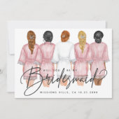 Junggesellinnenabschiede? Mädchen in Robes-Karte Einladung (Vorderseite)