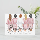 Junggesellinnenabschiede? Mädchen in Robes-Karte Einladung (Stehend Vorderseite)