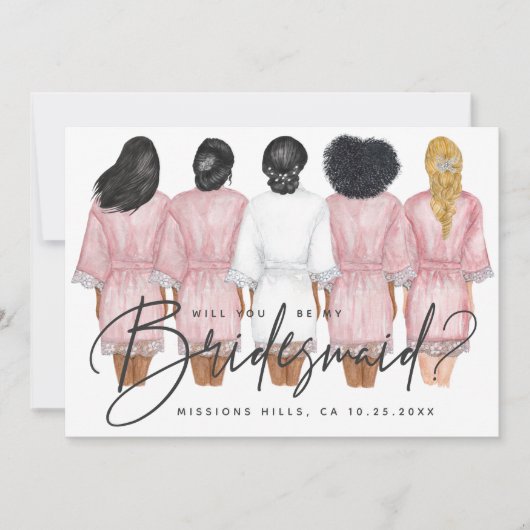 Junggesellinnenabschiede? Mädchen in Robes-Karte Einladung (Vorderseite)