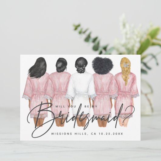 Junggesellinnenabschiede? Mädchen in Robes-Karte Einladung (Stehend Vorderseite)