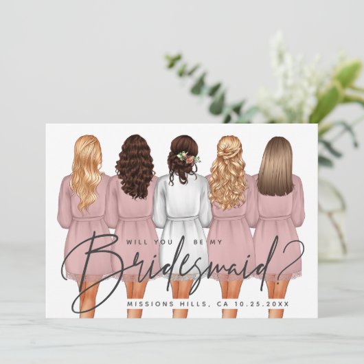 Junggesellinnenabschiede? Mädchen in Robes V2 Einladung (Stehend Vorderseite)