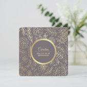Junggesellinnenabschiede? Mocha Gold Floral Einladung (Stehend Vorderseite)