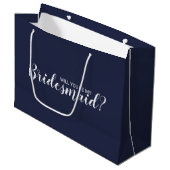 Junggesellinnenabschiede? Modern Script Navy Blue Große Geschenktüte (Vorderseite Schrägansicht)