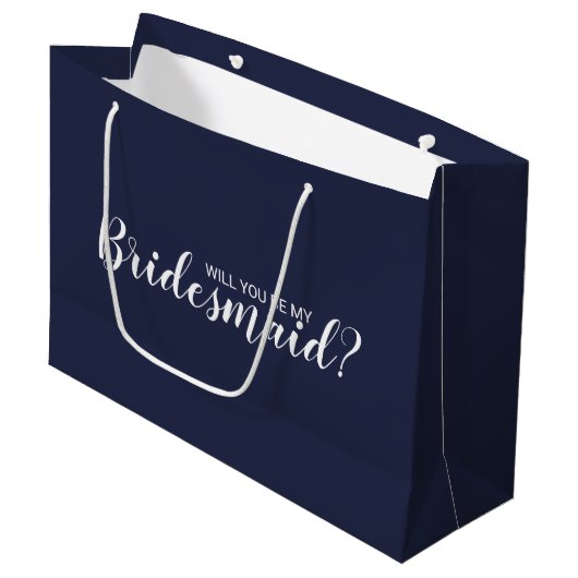 Junggesellinnenabschiede? Modern Script Navy Blue Große Geschenktüte (Vorderseite Schrägansicht)