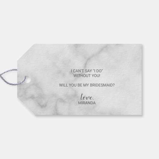 Junggesellinnenabschiede? Moderner weißer Marmor Geschenkanhänger (Rückseite Horizontal)