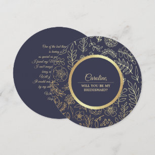 Junggesellinnenabschiede? Navy Blue Gold Floral Einladung