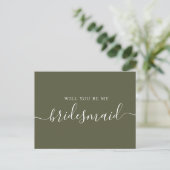 Junggesellinnenabschiede. Olive green script Einladungspostkarte (Stehend Vorderseite)