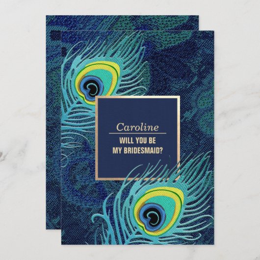 Junggesellinnenabschiede? Peacock Feather Einladung (Vorne/Hinten)