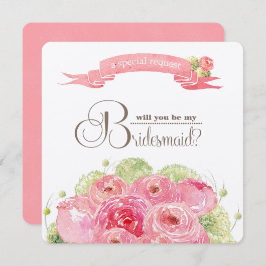 Junggesellinnenabschiede? Romantische Rose Einladung (Vorne/Hinten)