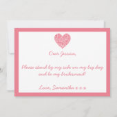 Junggesellinnenabschiede? Rosa Herzkarte Einladung (Rückseite)