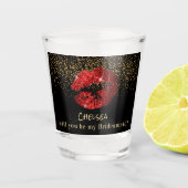 Junggesellinnenabschiede? - Rote Lippen Schnapsglas (Vorderseite)