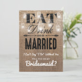 Junggesellinnenabschiede? | Rustikale Bridesmaid Einladung (Stehend Vorderseite)