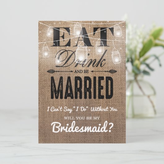 Junggesellinnenabschiede? | Rustikale Bridesmaid Einladung (Stehend Vorderseite)