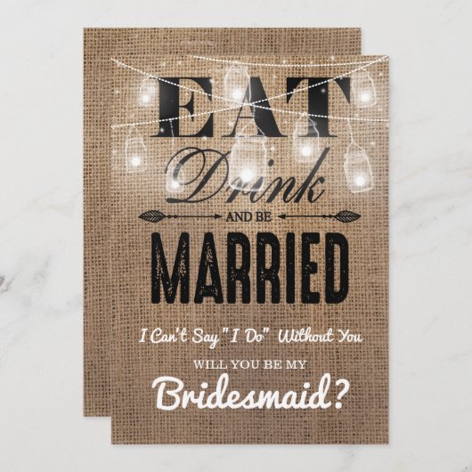 Junggesellinnenabschiede? | Rustikale Bridesmaid Einladung (Vorne/Hinten)