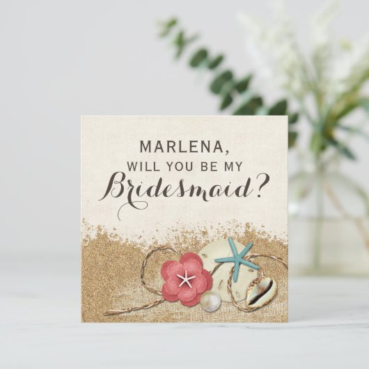 Junggesellinnenabschiede? Sandy Beach Wedding Einladung (Stehend Vorderseite)