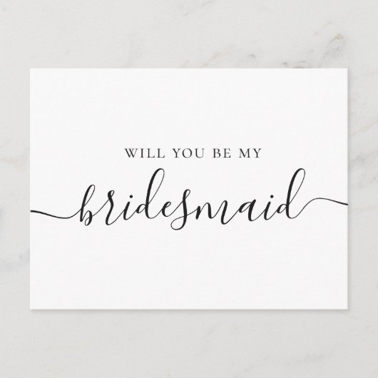 Junggesellinnenabschiede. Schwarzweiß-Skript Einladungspostkarte (Vorderseite)