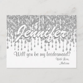 Junggesellinnenabschiede | Silver Glitzer Look Einladungspostkarte