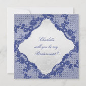 Junggesellinnenabschiede? Silver Navy Blue Lace Einladung (Vorderseite)
