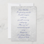 Junggesellinnenabschiede? Silver Navy Blue Lace Einladung (Rückseite)