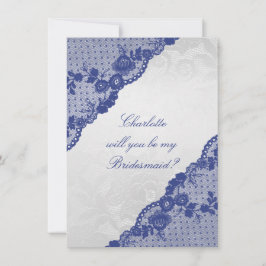 Junggesellinnenabschiede? Silver Navy Blue Lace Einladung