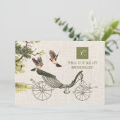 Junggesellinnenabschiede? Vintag Art Burlap Einladung (Stehend Vorderseite)