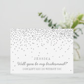 Junggesellinnenabschiede? Vintag Silver Confetti Einladung (Stehend Vorderseite)