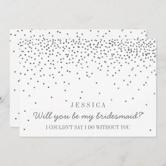 Junggesellinnenabschiede? Vintag Silver Confetti Einladung (Vorne/Hinten)