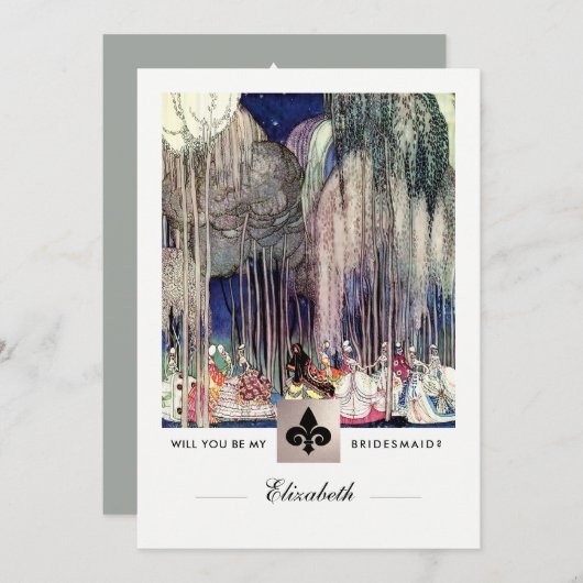 Junggesellinnenabschiede? Vintage Kunst Einladung (Vorne/Hinten)