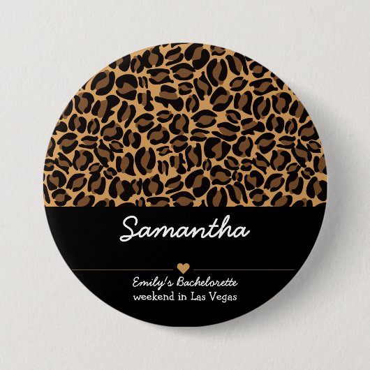 Junggesellinnenbraut Boujee Trendiger Leopardenpri Button (Vorderseite)