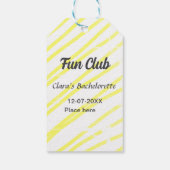 Junggesellinnenparty Gelbe Linien Hintergrund Fun  Geschenkanhänger (Rückseite)