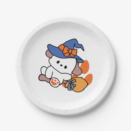 Junghunde im Training - Niedlicher Halloween-Hund Pappteller (Vorderseite)