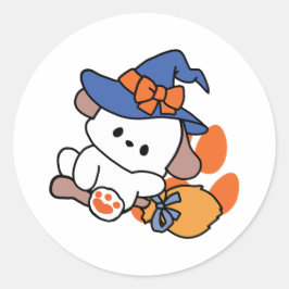 Junghunde im Training - Niedlicher Halloween-Hund Runder Aufkleber