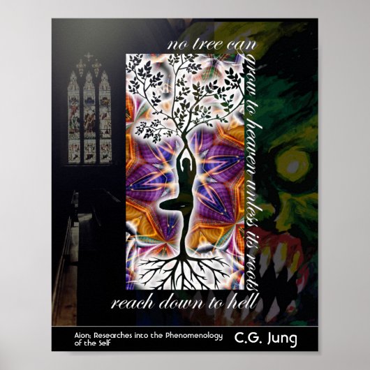 Jungian Good Evil Quote Tree Roots Heaven Mandala Poster (Vorne)