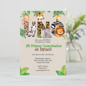 Jungle 1. Geburtstag Party Einladungen - Español (Stehend Vorderseite)