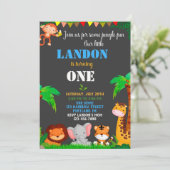 Jungle 1. Geburtstagseinladung Wilde Einladung (Stehend Vorderseite)