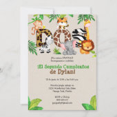 Jungle 2. Geburtstag Party Einladungen - Español (Vorderseite)