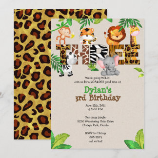 Jungle 3. Geburtstag Party Einladung