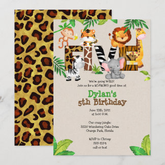 Jungle 5. Geburtstagsparty Einladungen
