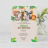 Jungle 6. Geburtstagsparty Einladungen (Stehend Vorderseite)