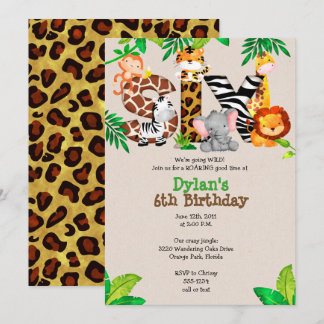 Jungle 6. Geburtstagsparty Einladungen