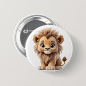 Jungle Adorable Lion Cub Sitting Portrait Button (Vorne & Hinten)