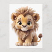 Jungle Adorable Lion Cub Sitting Portrait Postkarte (Vorderseite)