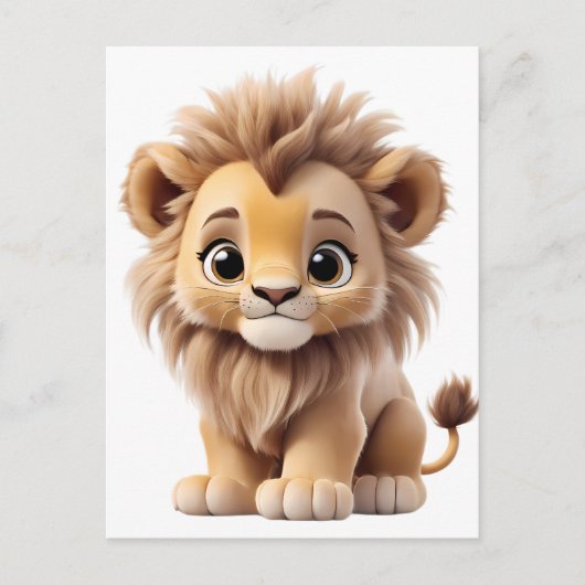 Jungle Adorable Lion Cub Sitting Portrait  Postkarte (Vorderseite)