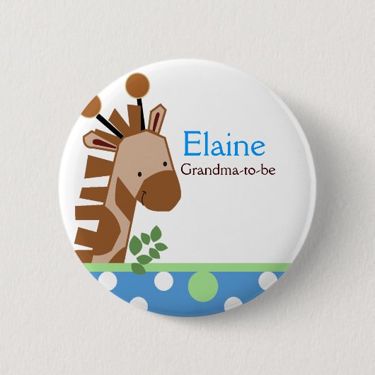 Jungle Adventure Giraffe NAME TAG Custom Button (Vorderseite)