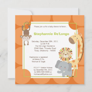 Jungle Adventure Zoo Animal Baby Shower Einladung