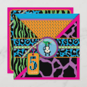 Jungle-Affe Fünfter Geburtstag Einladung wild (Vorne/Hinten)