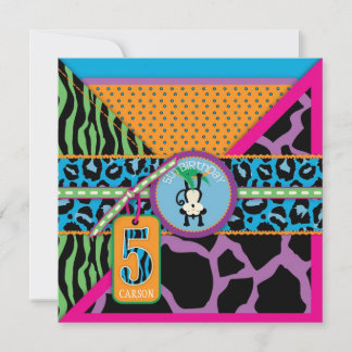 Jungle-Affe Fünfter Geburtstag Einladung wild